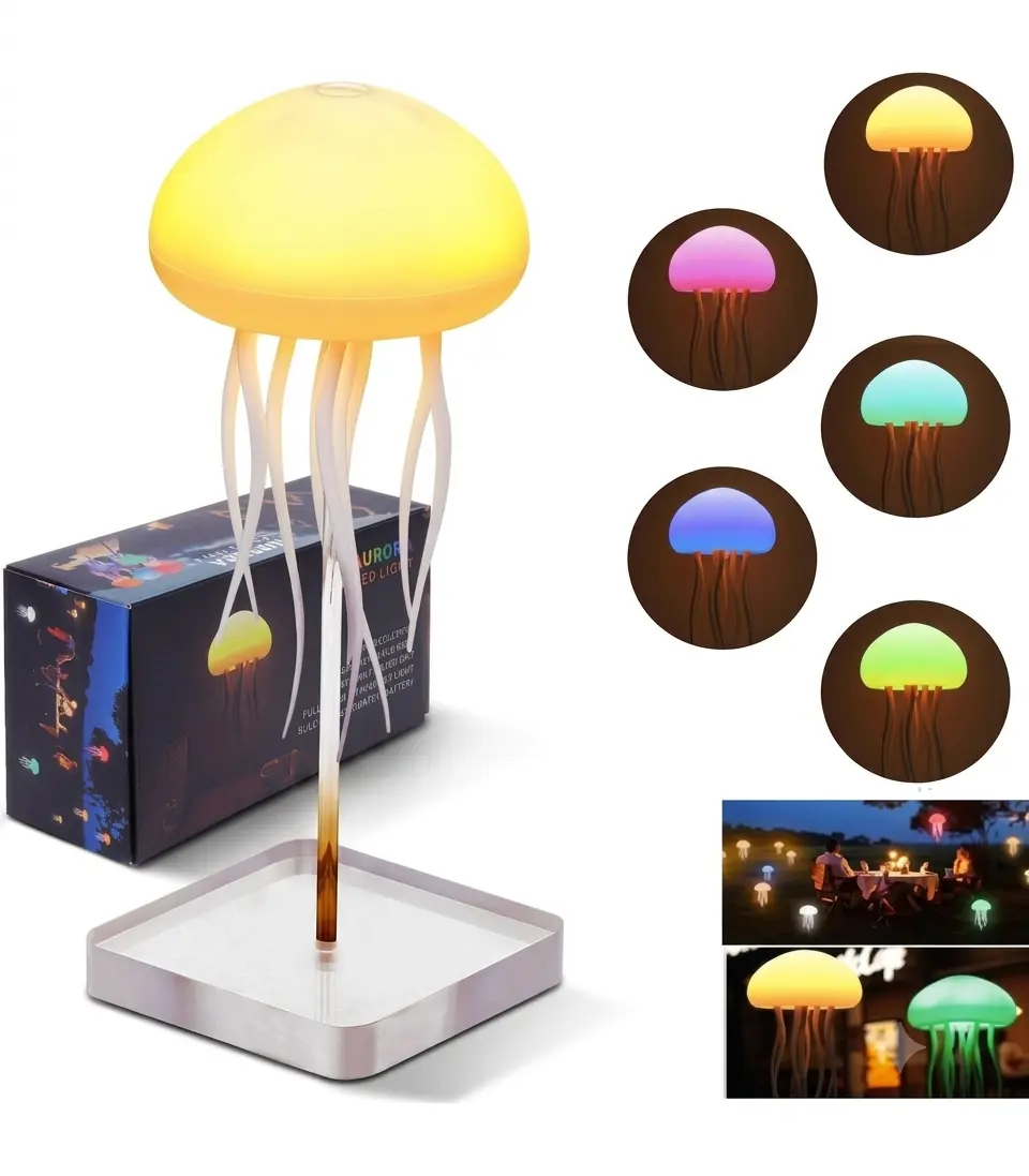RGB Jellyfish LED Night Light – USB Rechargeable Decorative Table Lamp - Image 3